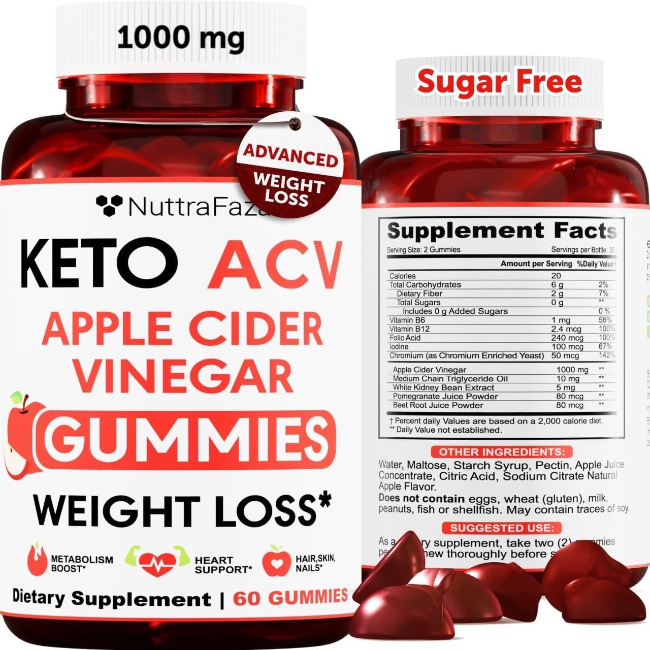Keto ACV gummies bottle on a sunlit kitchen counter next to apples and water glass in a home wellness scene