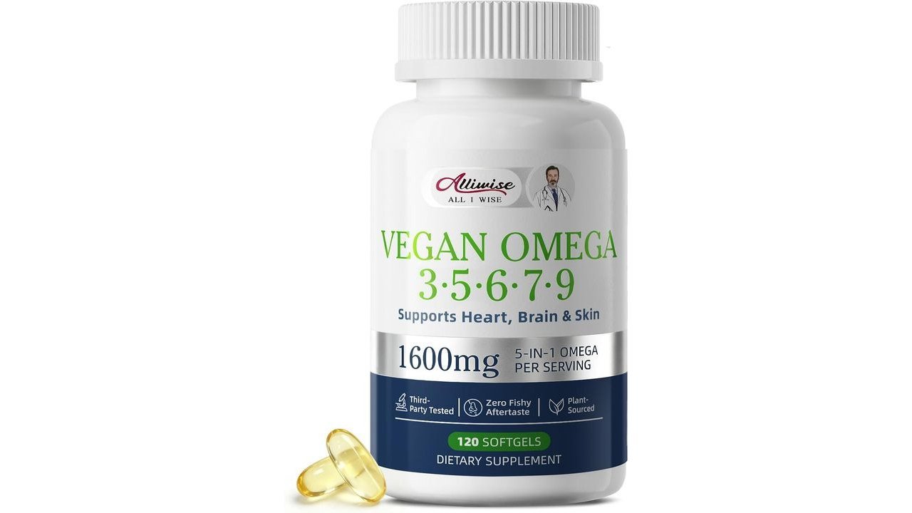 Vegan Omega 3 5 6 7 9 Softgels 1600mg Plant Based DHA EPA 120 Count